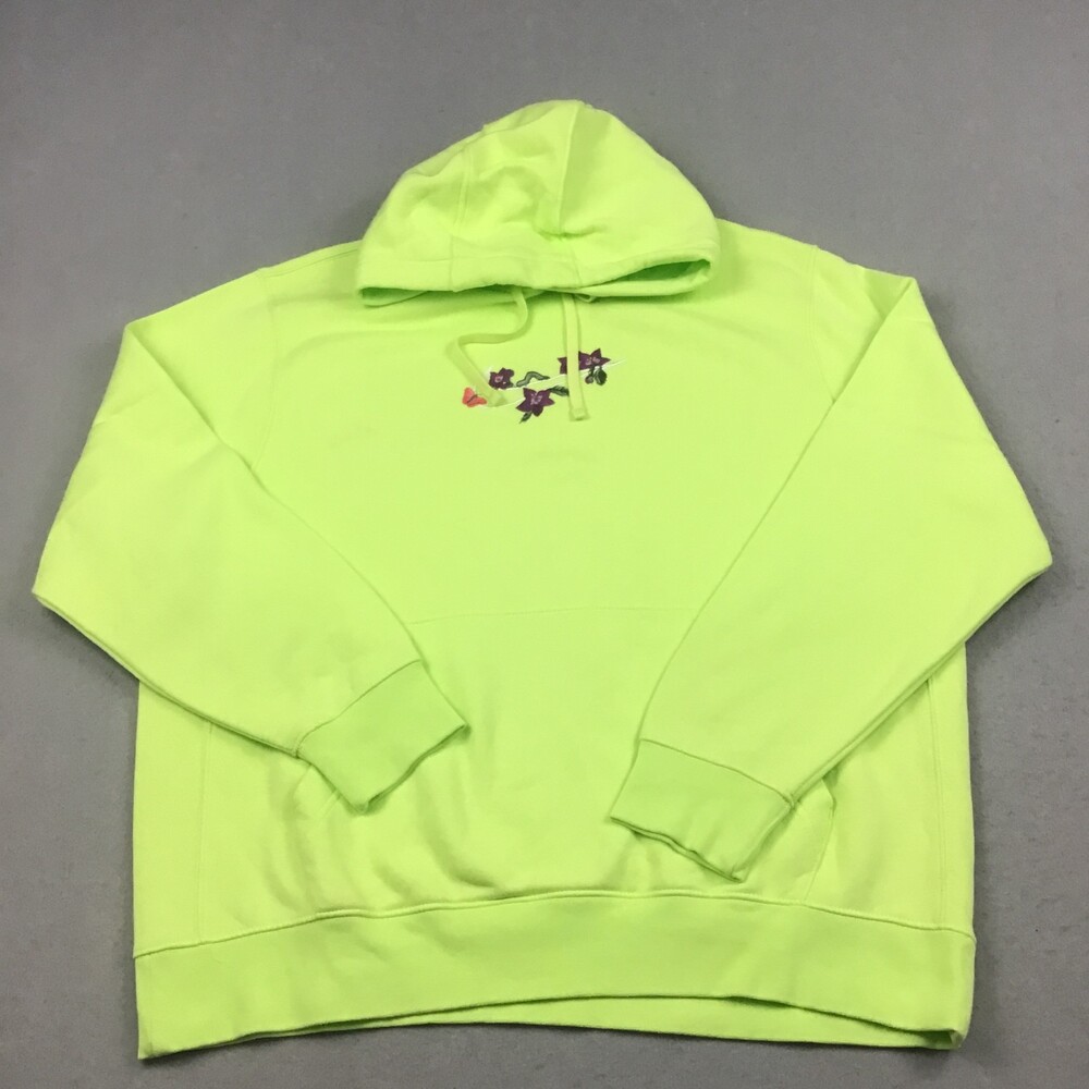 Nike Hoodie Men Extra Large Green Floral Swoosh Club Fleece Pullover Logo XL